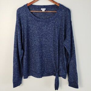J by J. Crew Supersoft Side Tie Crewneck Sweatshirt Size XL Blue Relaxed